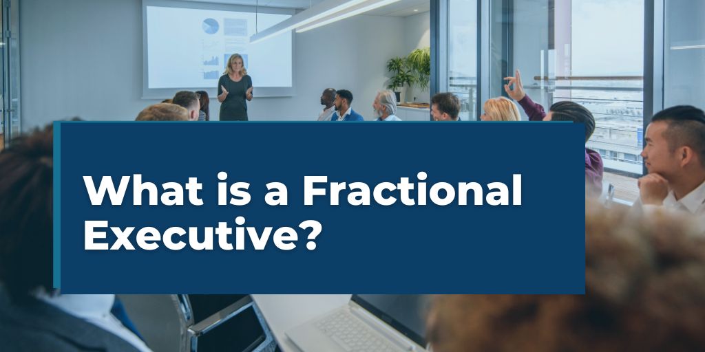 What is a Fractional Executive? overlayed on a meeting of nonprofit accountants